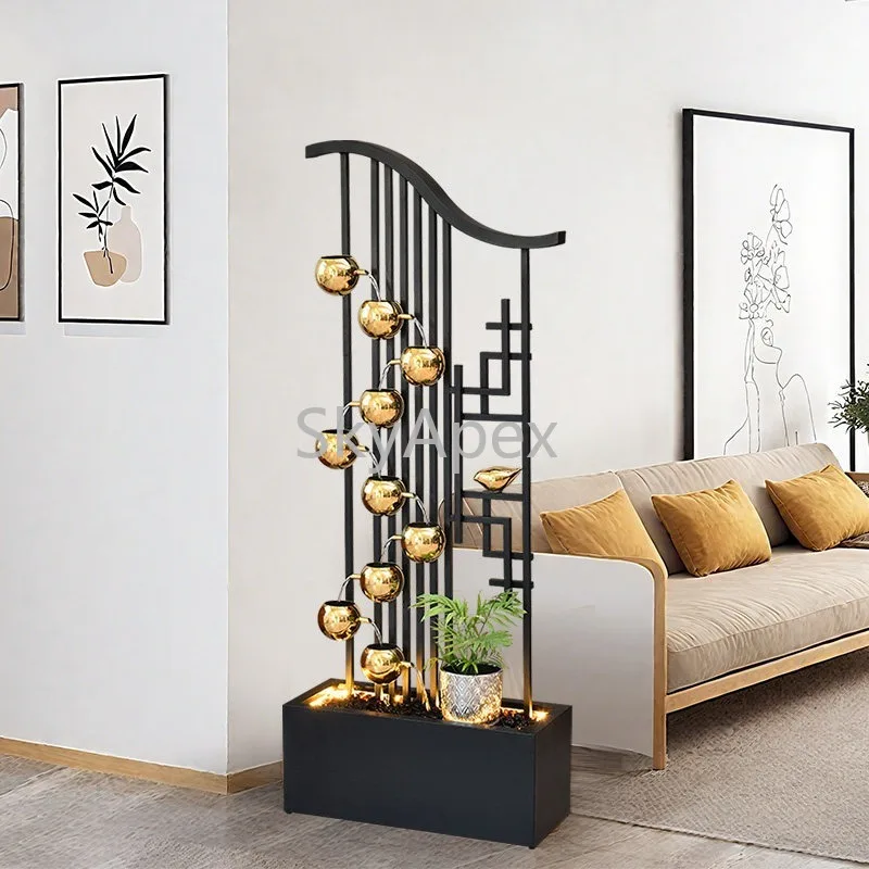 Chinese High End Living Room Water Curtain Wall Screen Flowing Water Silent Circulating  Fountain Porch Partition Ornament Decor