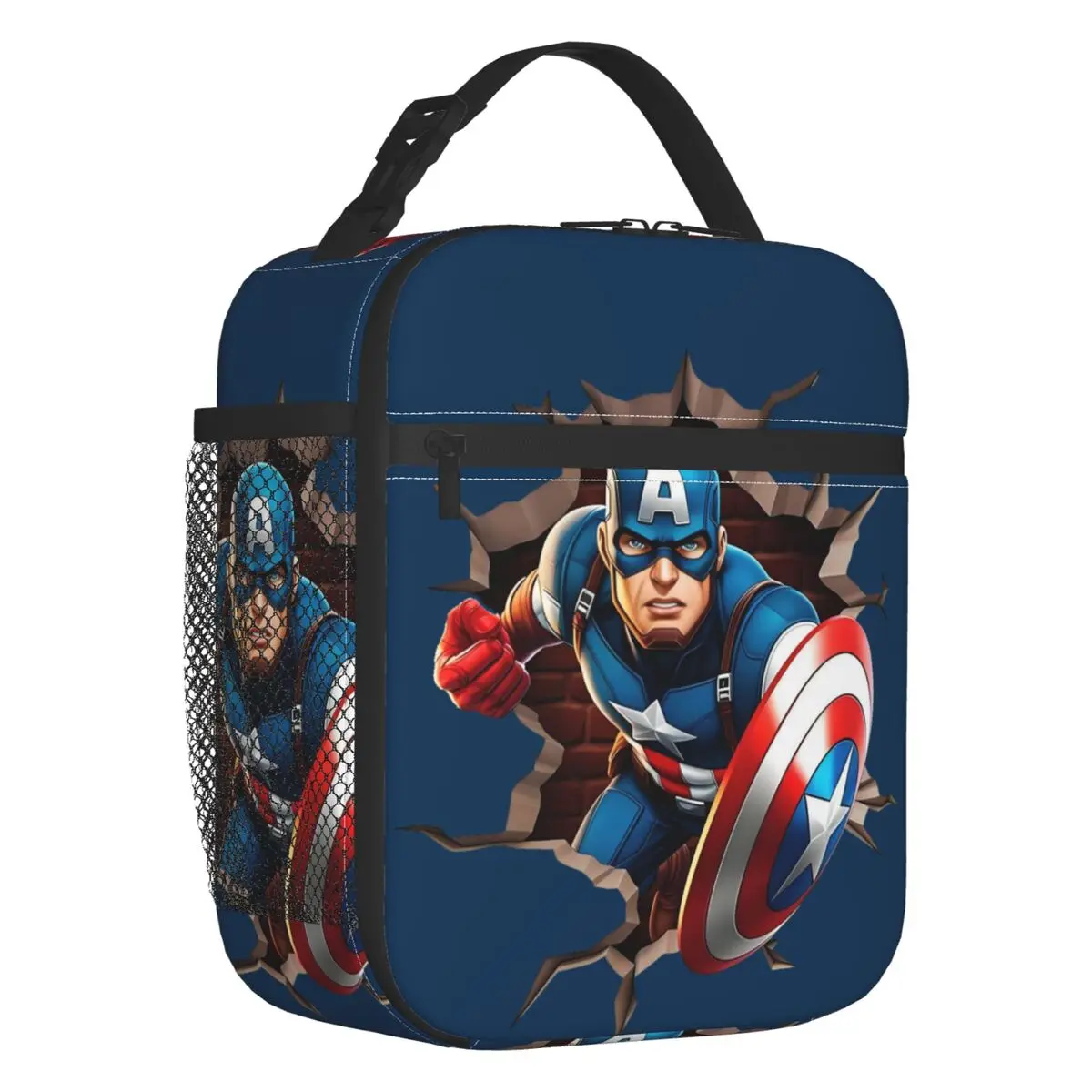 

Captain America Classical Film Portable Lunch Boxes Leakproof Cool Superhero Thermal Cooler Food Insulated Lunch Bag School