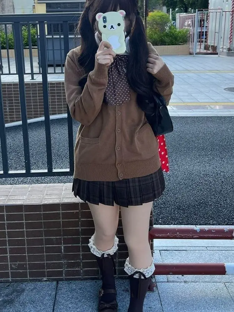 

Осень-зима i Цвет Вязаная верхняя одежда Jk Long Sve College Sle Coat Повседневный модный комплект с украшением в виде узла