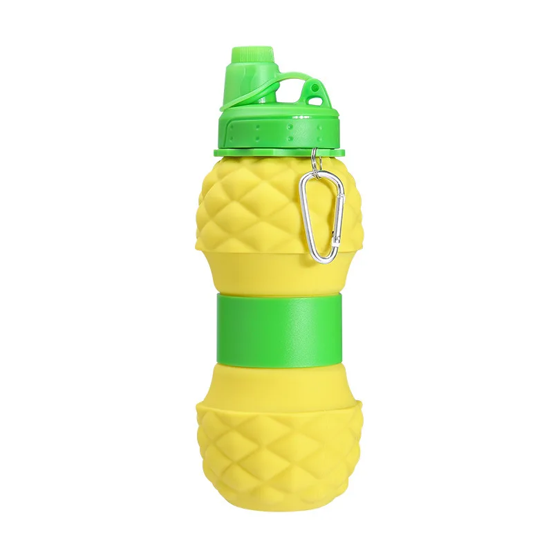 New Platinum Silicone Folding Cup Pineapple Telescopic Water Bottle Outdoor Sports Water Bottle Cute and Convenient