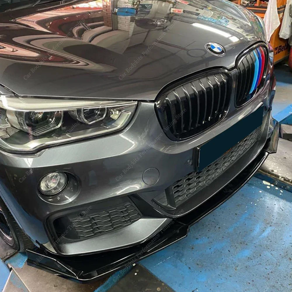 Gloss Nero Paraurti Anteriore Lip Spoiler Splitter Diffusore Per BMW X1 F48 20i 20d 25i 25d M Sport 2015-2022 Bodykits Tuning