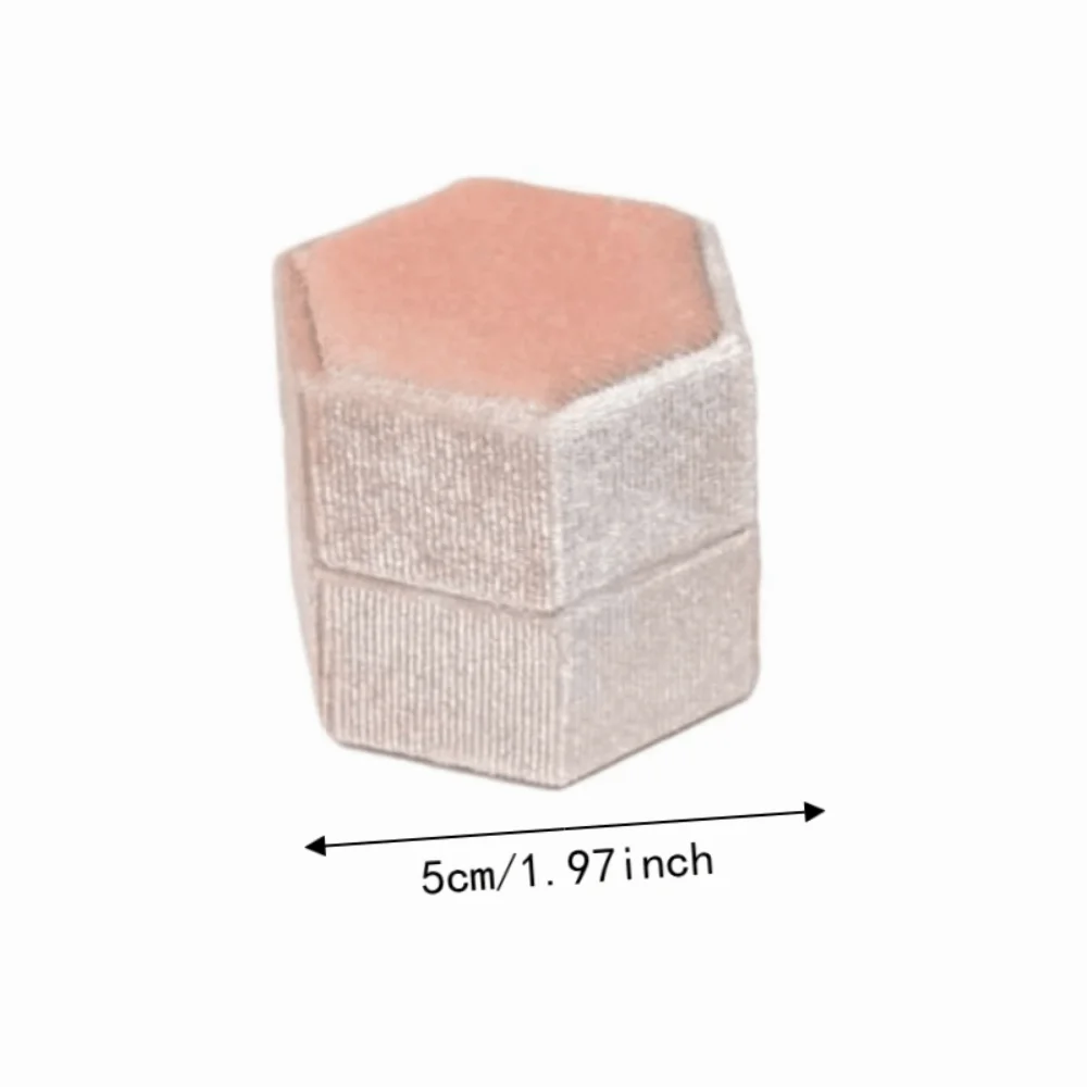Praktische Samt-Schmuckschatulle im Hexagon-Design, elegante Schmuckvitrine mit doppeltem Fach, weiche, hochwertige Schmuckaufbewahrungsbox, Geschenk – Detail 1