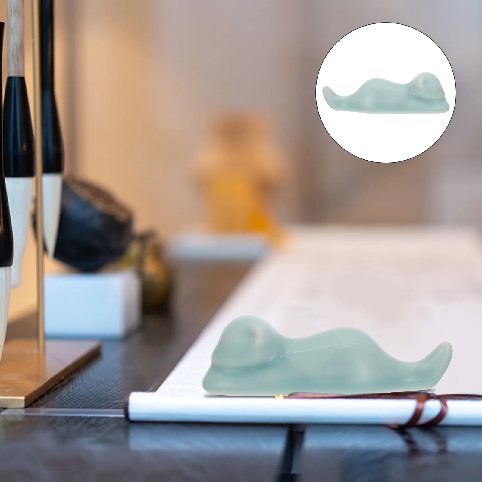 حامل قلم لراحة فرشاة السيراميك، وزن الورق، مادة السيراميك المتينة، تصميم بسيط، رف فرشاة صيني #1