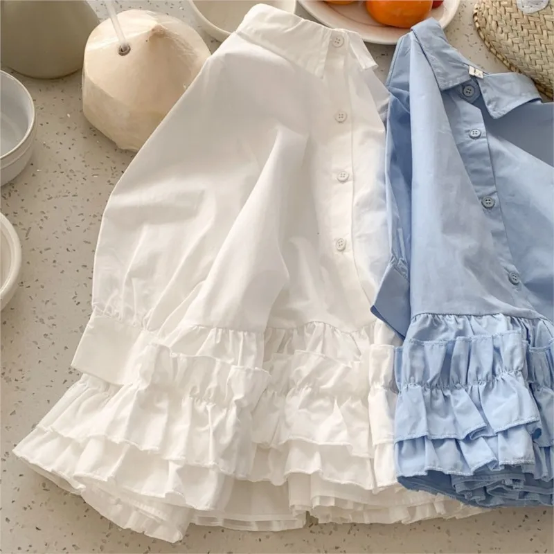 Fashion Baby Girl Cotton Long Sleeve Shirt Dress Infant Toddler Child Blouses Outfit Spring Autumn Baby Casual Clothes 1-10Y