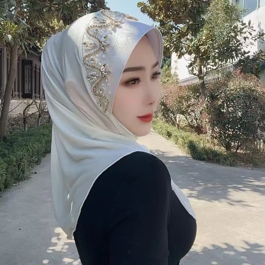 Hijab  Muslim Women Shawl Headscarf  Luxury Tassels Chiffon Scarf Malaysia Kufi Islam Turban 05462
