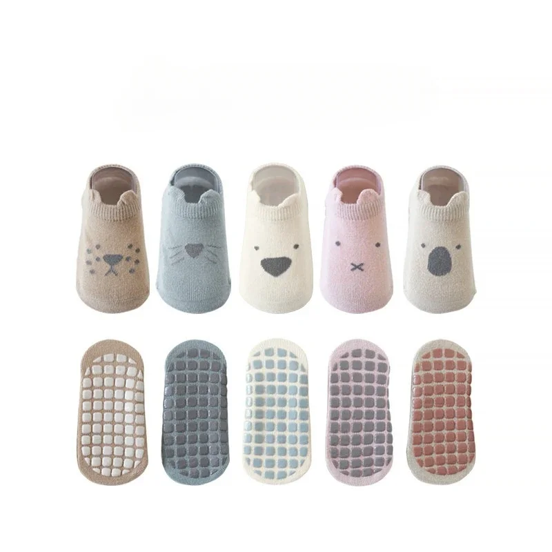 New Spring Summer Silicone Anti-slip Floor Infant Baby Short Socks Children 0-5Y Kids Girl Boy Stockings Cute Cartoon Unisex