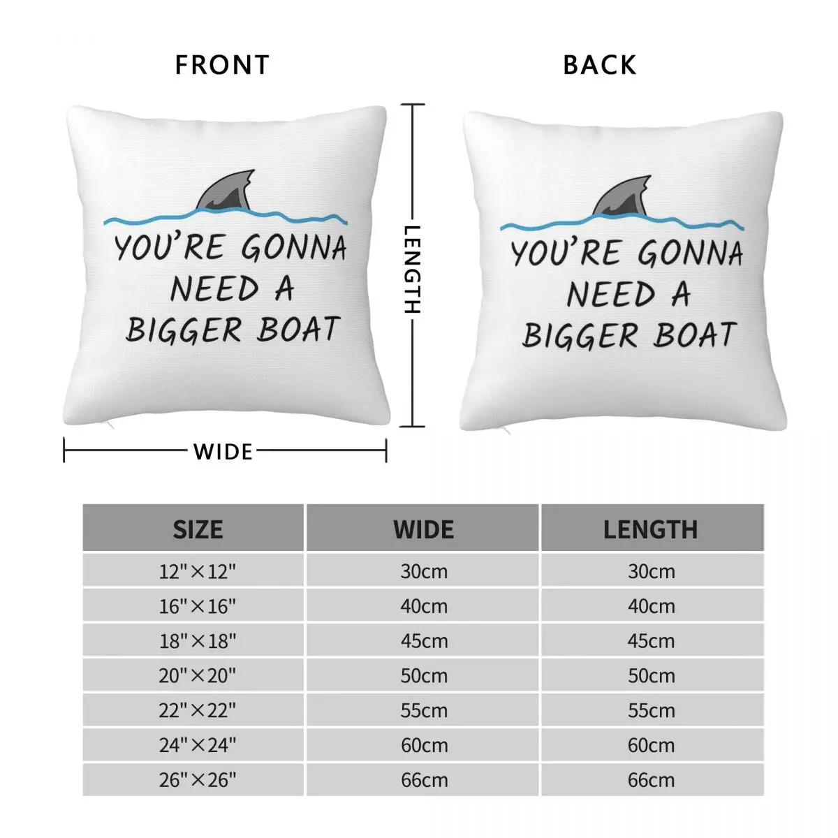 Jaws Need A Bigger Boat Square Pillowcase Polyester Linen Velvet Creative Zip Decor Home Cushion Cover Wholesale