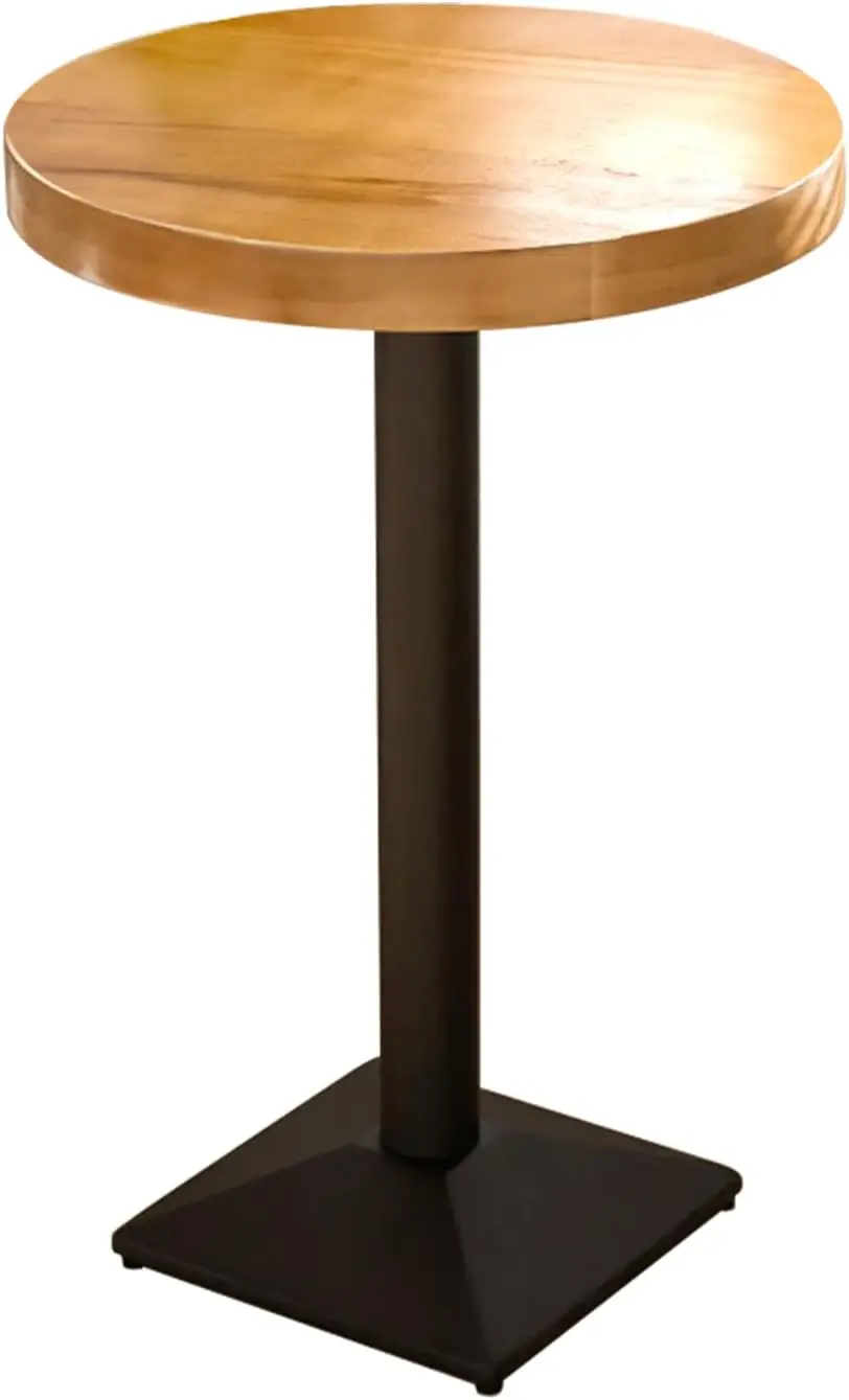 Round Bar Table, 22"" W High Top Table With Stable Square Base, Modern Style Cafe Table Solid Wood Pub Table For Cafe, Living