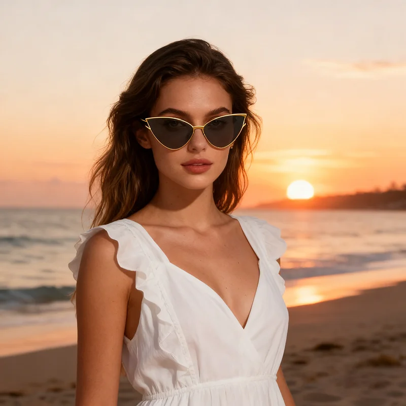 

Брендовые маленькие солнцезащитные очки «кошачий глаз», женские роскошные 2021, уникальные коричневые солнцезащитные очки в металлической оправе, модные винтажные очки UV400