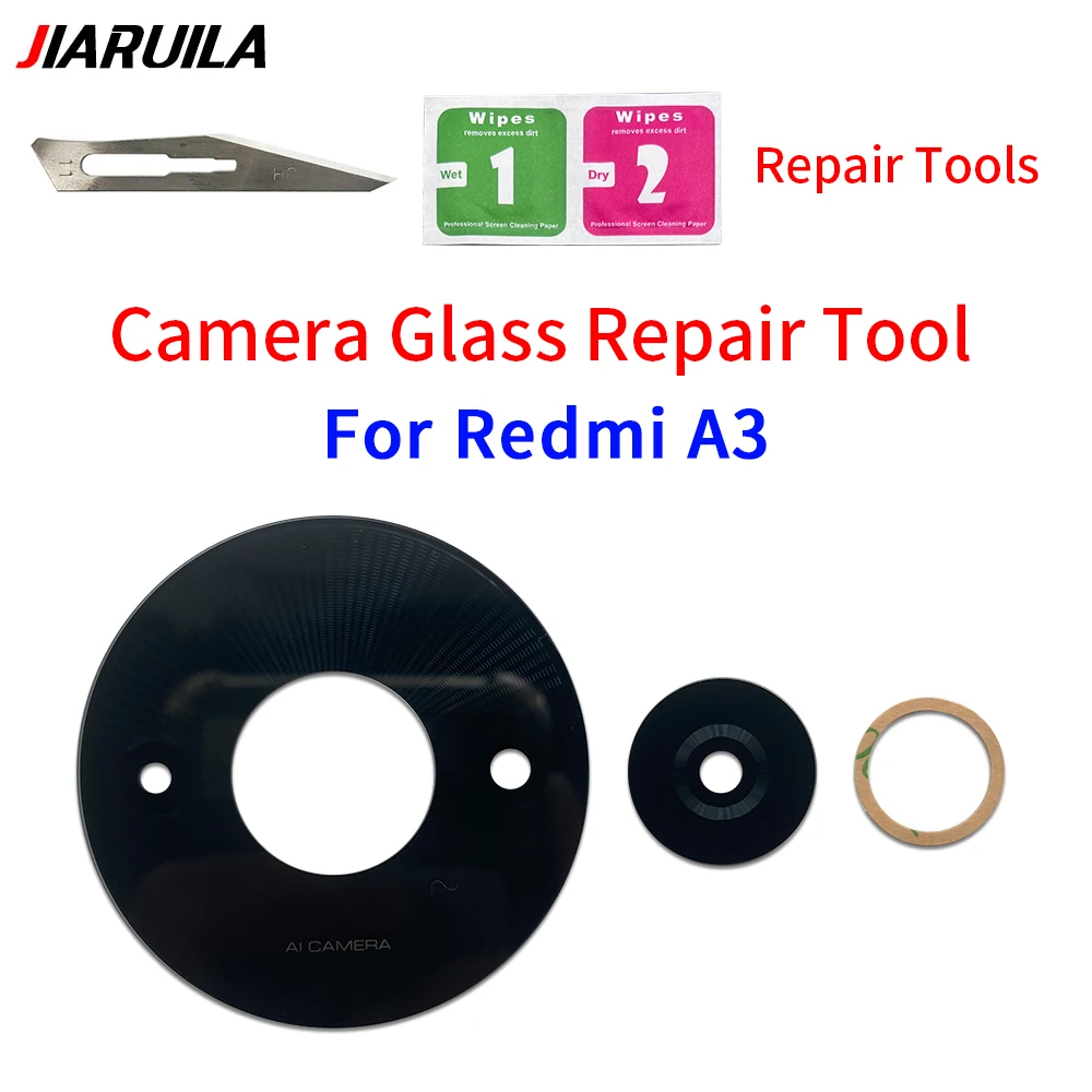 For Xiaomi Redmi A3 Back Camera Lens Rear Glass With Frame Cover Holder Adhesive Stickerr Replacement