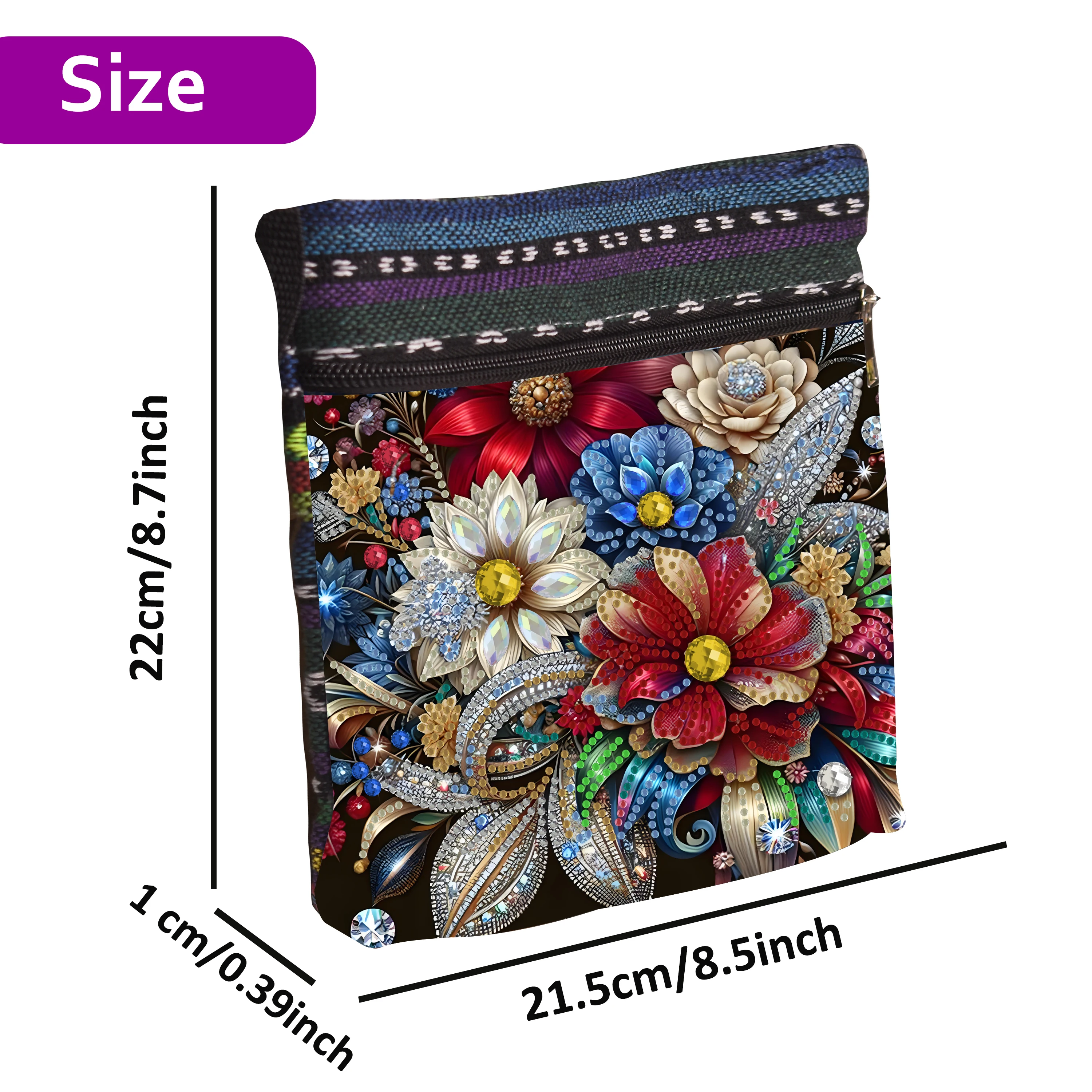 1-Piece Diamond Painting kit, Messenger bag, flower Pattern, canvas Material, Commuting to work, Thanksgiving gift