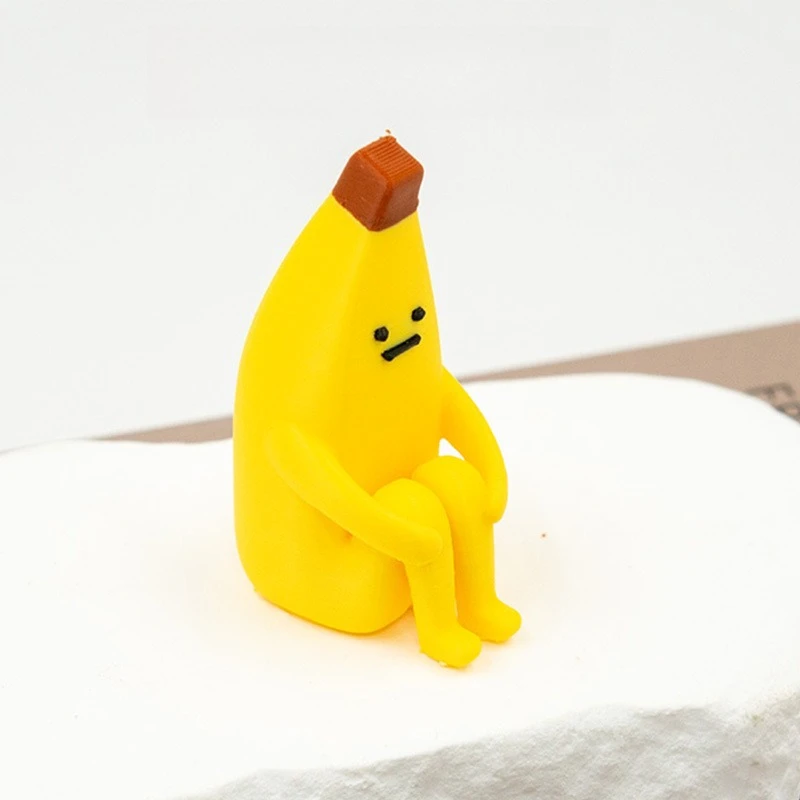 Anxious Banana Statues - Creative Decor For Home, Office, Car, Ideal For Daily, Collectible Desktop Decor, Plastic Characters