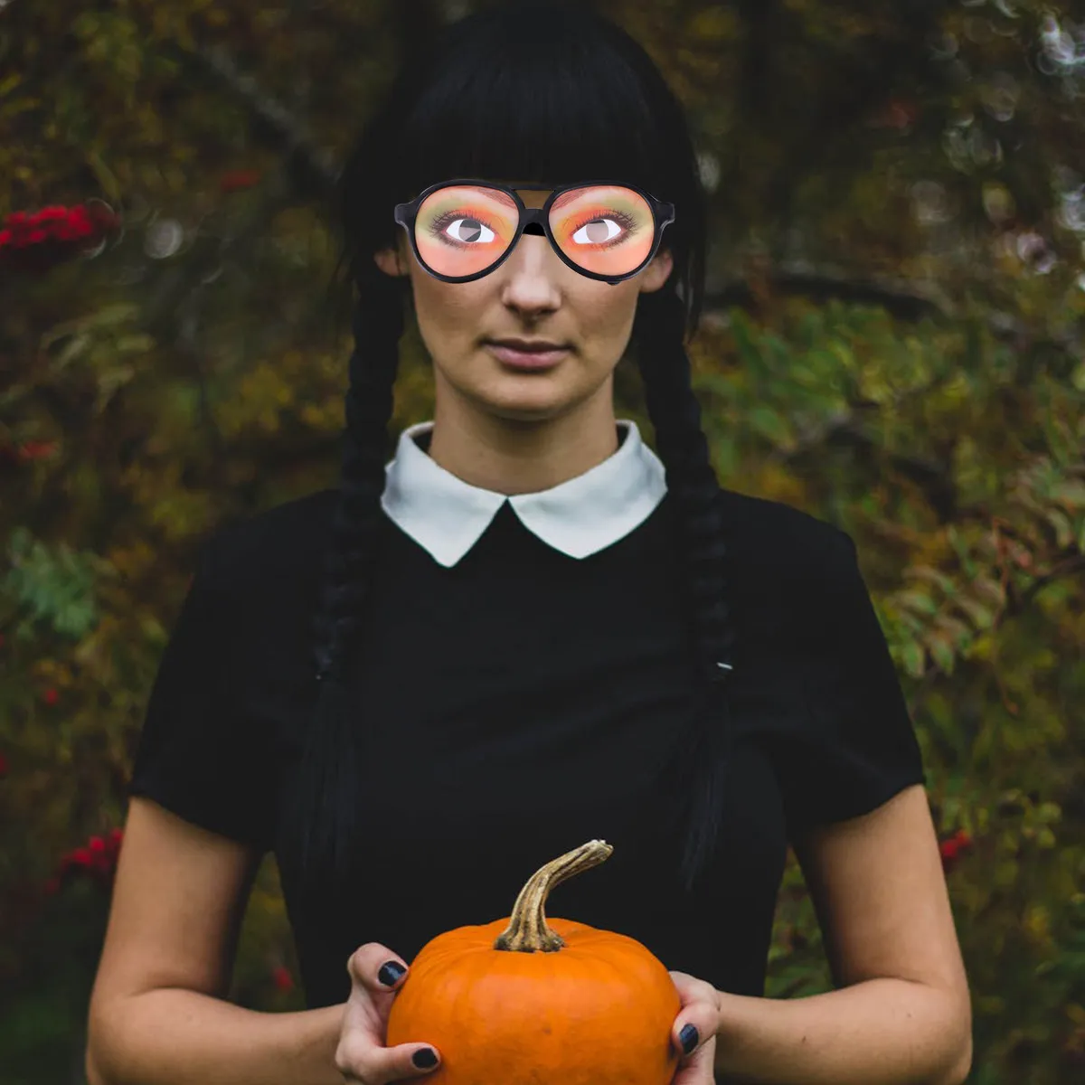

12Pcs Party Glasses for Halloween Fun Plastic Prank Frames with Bold Eyebrow and Eyelash Design Cool Look Accessory