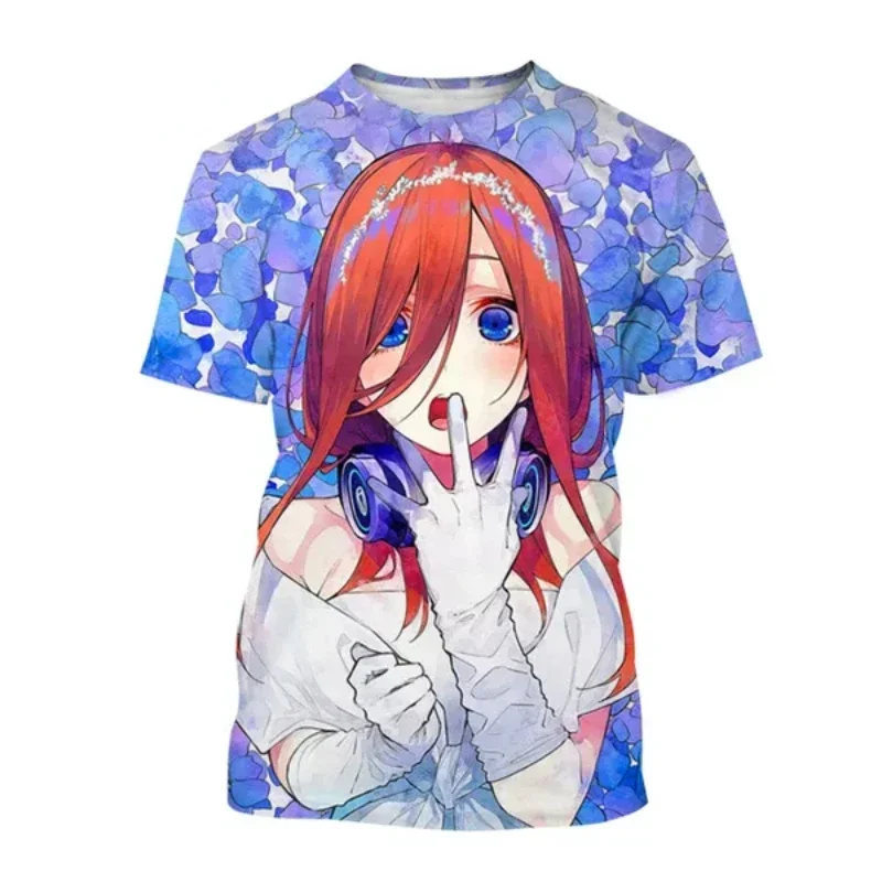 Fashion Men Clothing Anime The Quintessential Quintuplets Nakano Miku 3D Print T-shirt Harajuku Street Unisex Oversized T Shirt