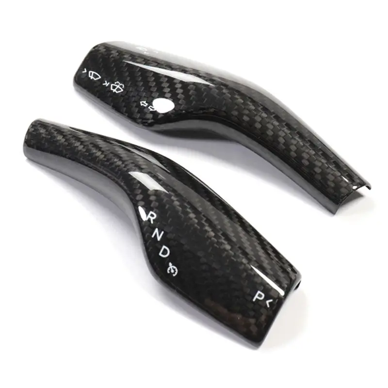 

AEA7-колонная крышка переключения передач из настоящего углеродного волокна, яркая накладка рычага стеклоочистителя рулевого колеса для замены Tesla Model-3/Y