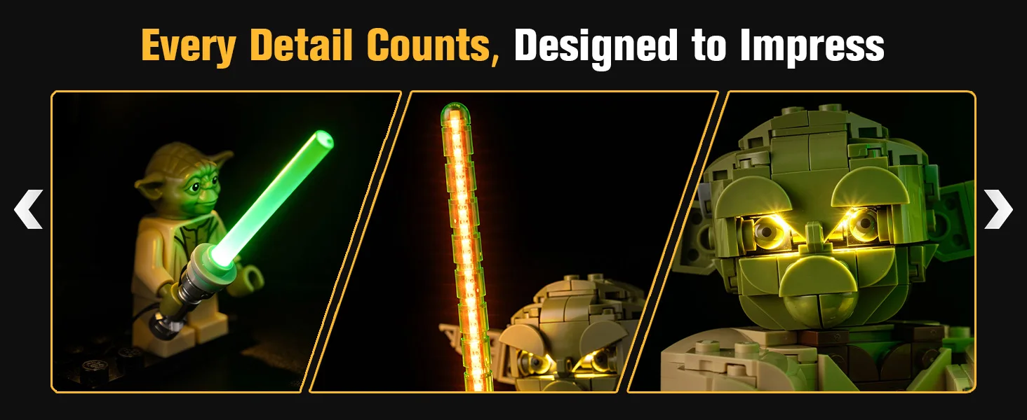 BrickSoul LED-Beleuchtungsset, geeignet für Lego Yoda Büste 75438 Modell, Bausteine nicht im Lieferumfang enthalten – Detail 6