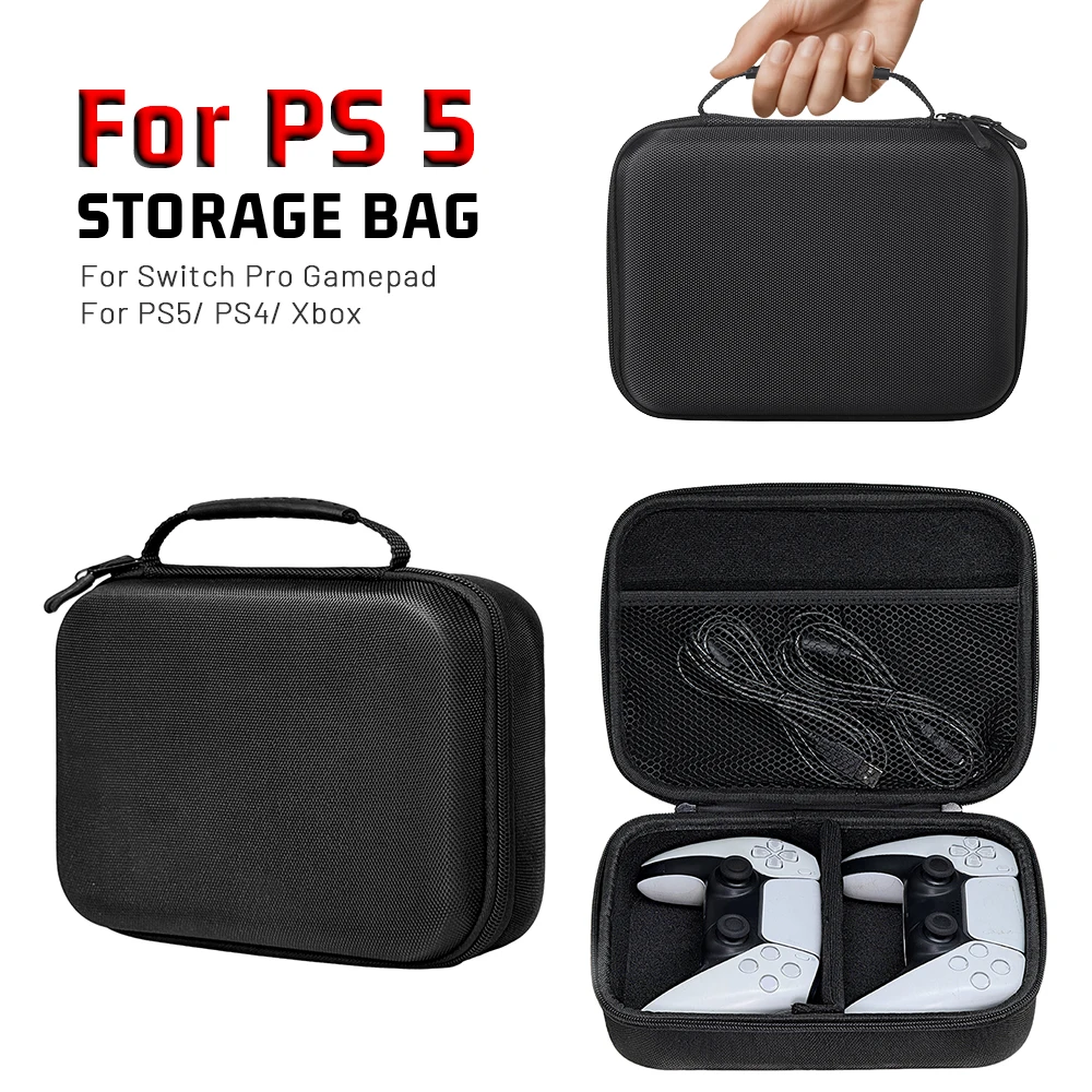 Dual Controller Storage Bag Portable EVA Bag Suitable for PS 5 PS 4 Various Game Controllers, Handles, Accessories