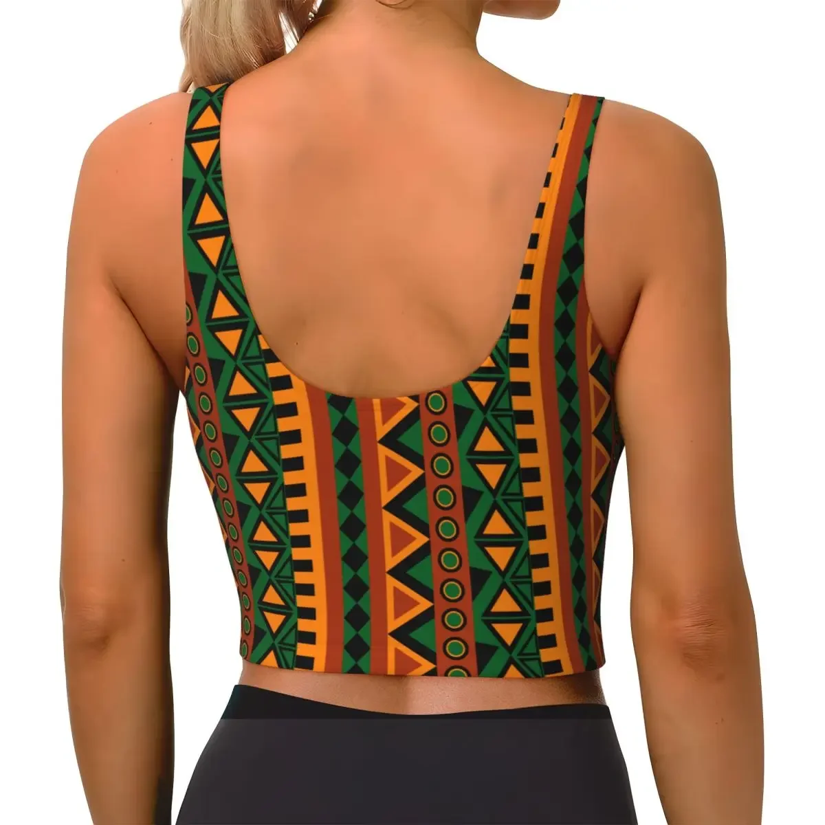 Tops básicos con patrón africano para mujer, Tops deportivos sexys con cuello en V para Yoga y Fitness Samba