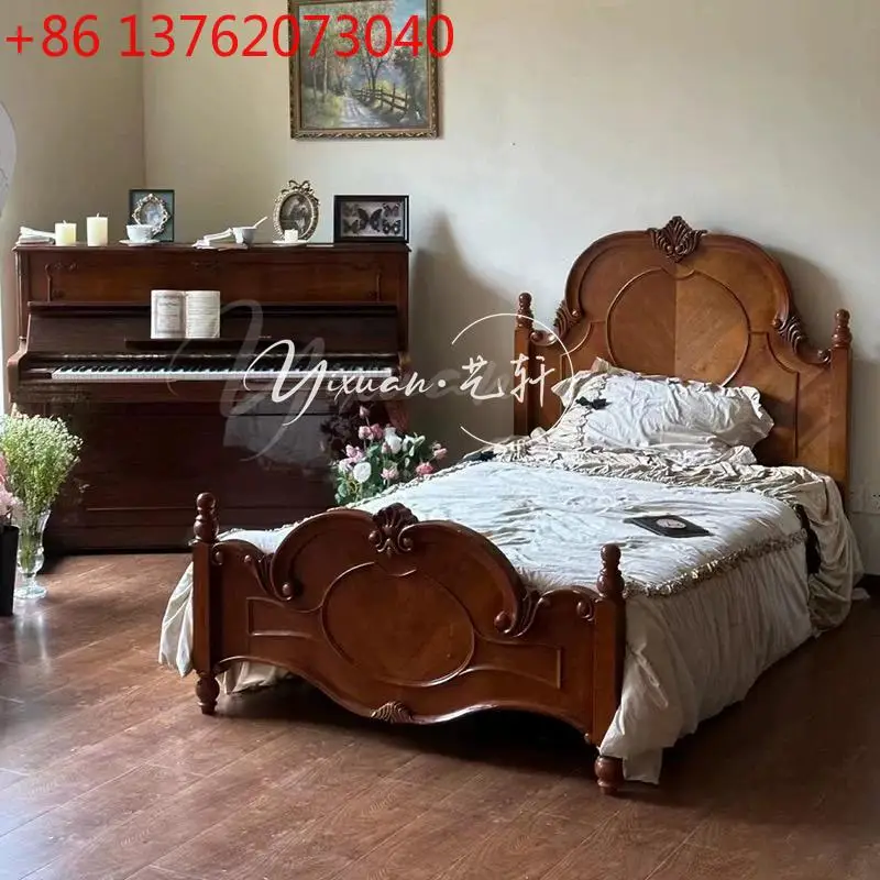 

Кровать из массива дерева, 1 м, 8 спальных, французская кровать принцессы в стиле ретро