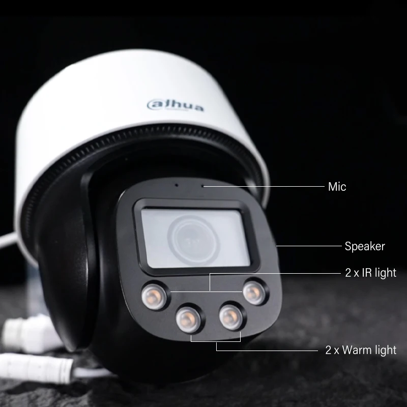 داهوا 4MP كامل اللون كاميرا متحركة الذكية تتبع السيارات الضوء الدافئ والصوت كاميرا تحذير كاميرا الأشعة تحت الحمراء اتجاهين الصوت SD2C405NB-GNY-A-PV-S2