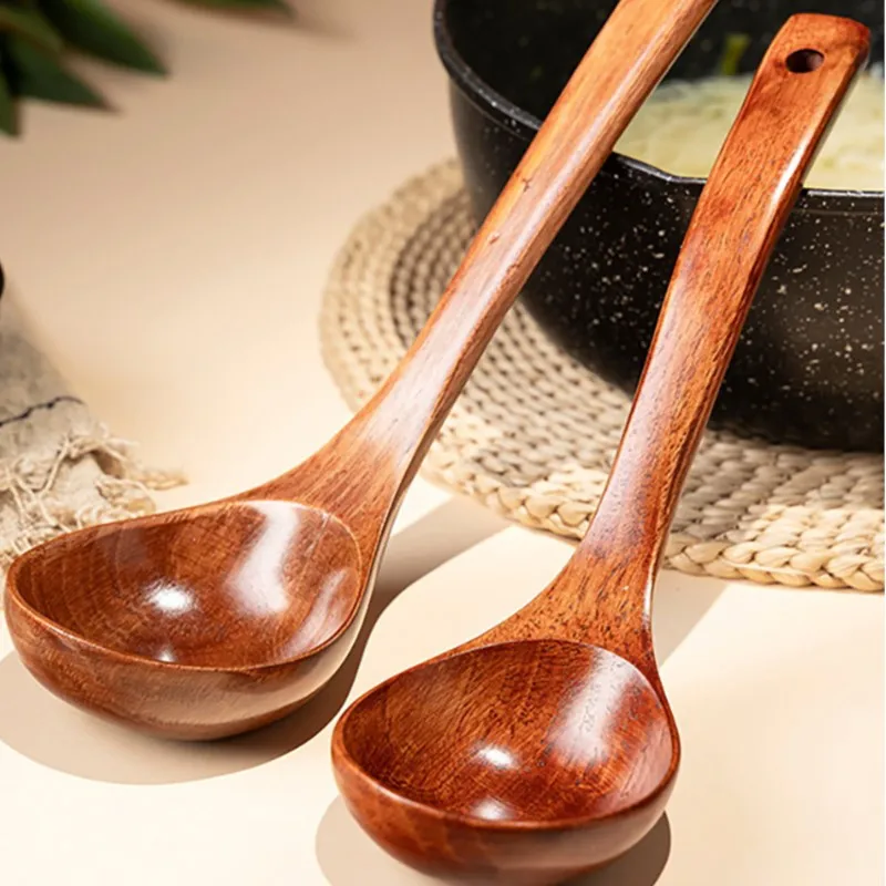 Sturdy Soup Ladle Wood Ladle Anti-scratch Wooden Long Handle Scoop Ladle Long Handle