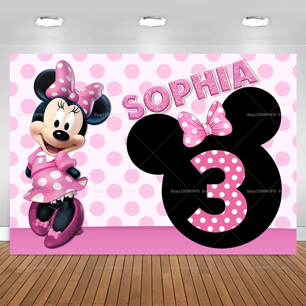 Disney Mickey Minnie Mouse Backdrop Kids Birthday Party Decor Photography Background Newborn Baby Shower Vinyl Printing Banner