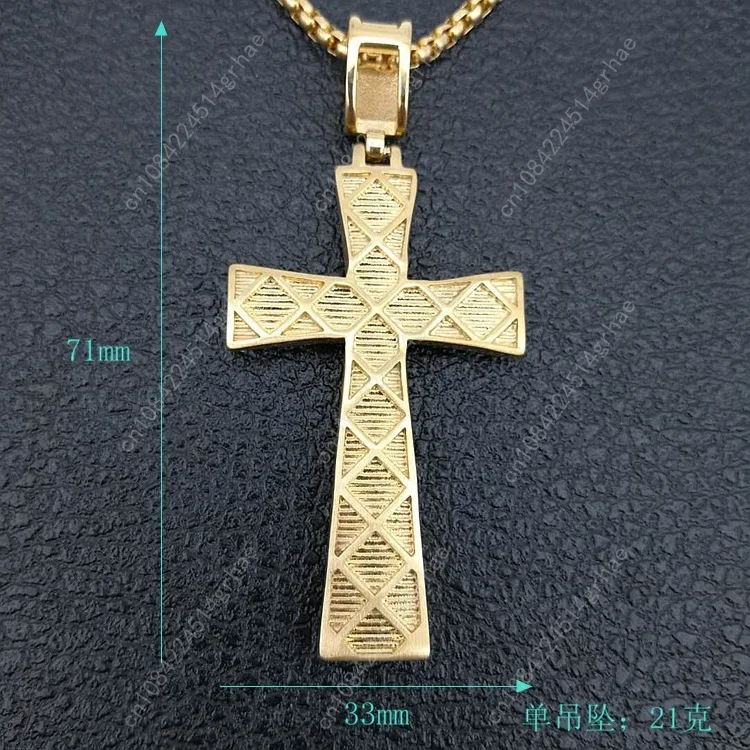 New hot sale Iced Out Cross Necklace Gold color with Filled Zircons Large Crucifix Pendant Necklace Mens Cool Jewelry