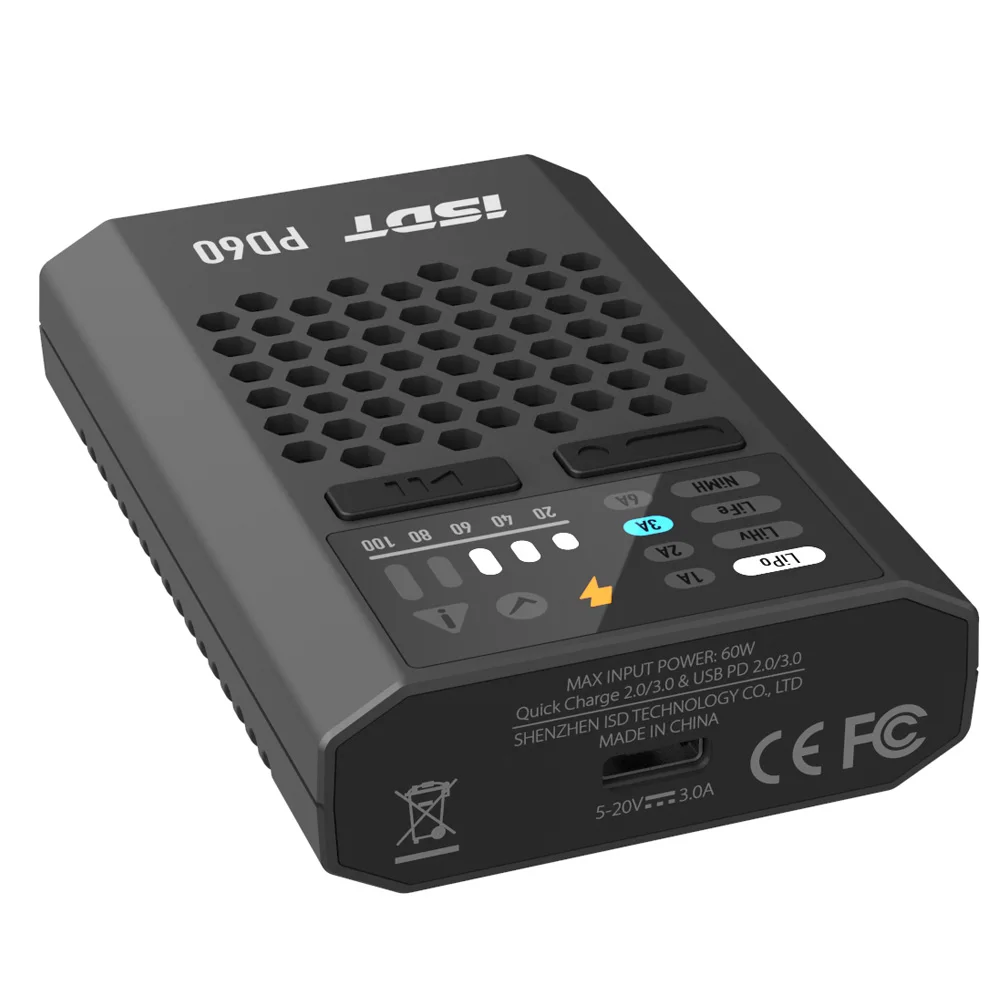 Ładowarka ISDT URUAV PD60 60W 6A z wejściem Type-C, balanser akumulatorów, ładowarka FPV do akumulatorów Lipo 1-4S do dronów RC, quadrocopterów i multirotorów