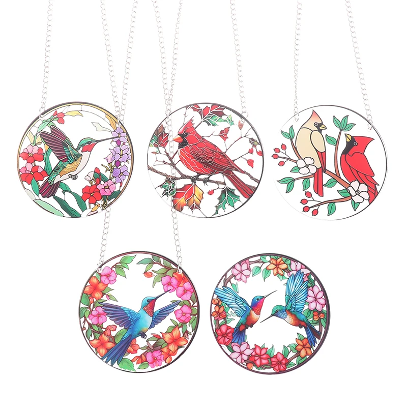 Acrílico Hummingbird Flower Pattern Pendant, Window Decoration, Interior