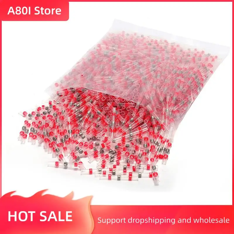 

A80I 1600 PCS Solder Seal Wire Connector Red 22-18 AWG - Heat Shrink Solder Butt Connector Tinned Auto Marine Boat Crimp
