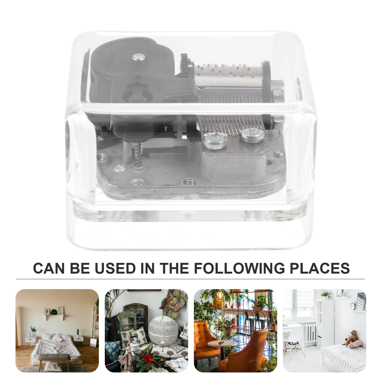 

1Pcs Square Transparent Musical Box Movement Acrylic Clockwork Replacement Mechanism DIY Music Box Part Rewind