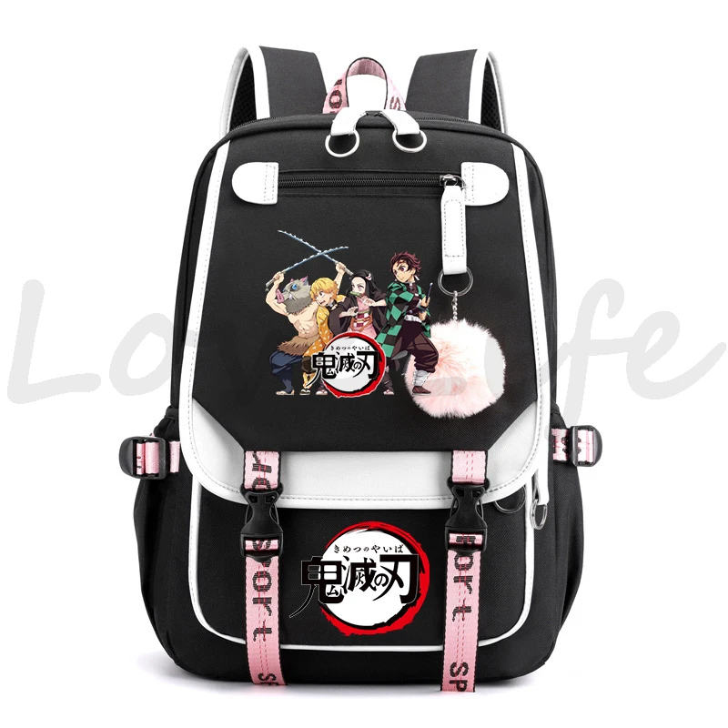 Anime Demon Slayer Backpack Korean Style Students Grils Schoolbag Large Bookbag Kimetsu no Yaiba School Bags Female Travel Bag