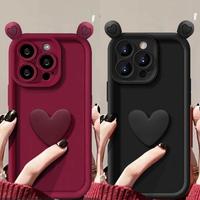 Cute Heart Ear 3D Love Heart Phone Case For Huawei Honor 90 8X X9 Nova Y70 10 7 9 SE 3 4 Mate 20 30 40 P20 P30 P40 P50 Pro Y9S