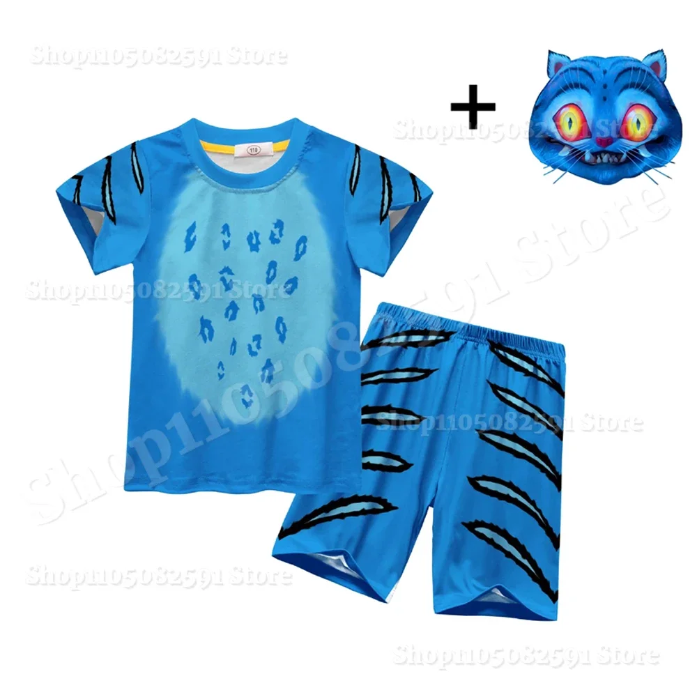 K-Pop Tiger Cosplay Demon Hunters Costume Kid Felpa con cappuccio Pantaloni Set Halloween Blue Tiger Cartoon Abiti Giacca Anime Top Felpa