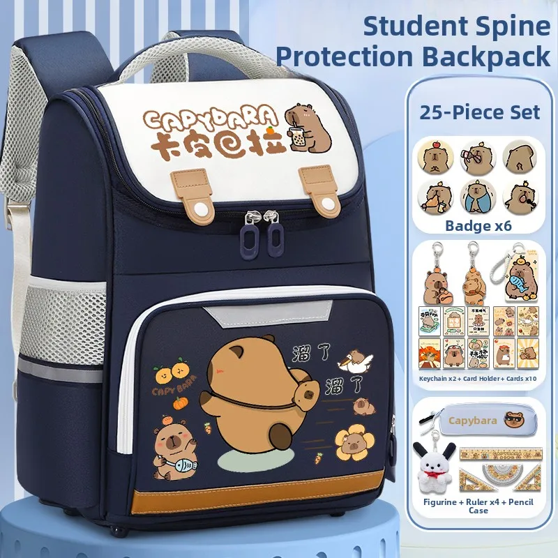 new-capybara-kids-school-bag-large-capacity-cartoon-water-vole-girls-backpack-reduce-burden-dual-shoulder-backpack-for-students