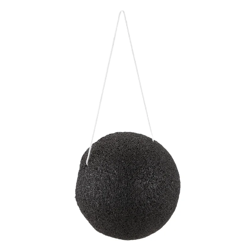 B03C-2X Konjac Konnyaku Jelly Fiber Maquillaje facial Almohadilla de lavado Esponja de limpieza Exfoliante-Negro
