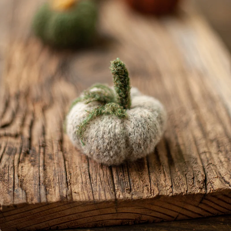 Newborn Photography Props Wool Stick Needle Handmade Retro Solid Color Small Pumpkin Ornament Photography Photo Decoration Props