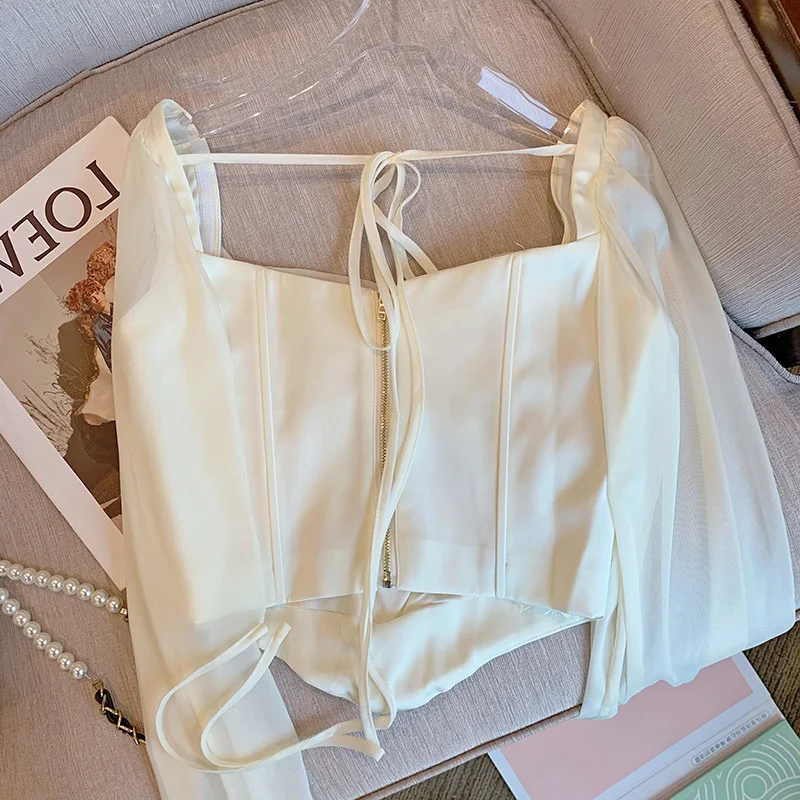 New Fishbone chiffon Corset Tube Top Vest Summer Clothing Panel Shape Bare Shoulder Party Sexy Crop Women Tube Tops