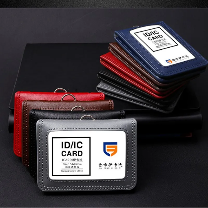 Set di carte d'identità in vera pelle di alta qualità Porta badge Porta badge Porta carte di credito trasparenti Accessori porta badge