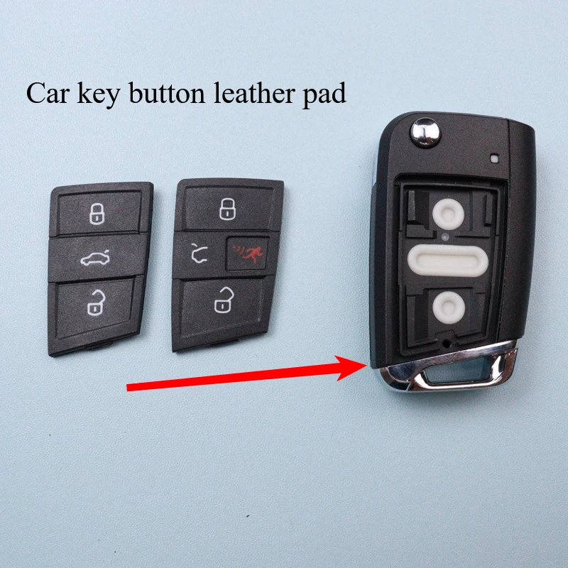 Car Key Rubber Fob for Volkswagen/VW/Skoda Octavia A7 Seat Leon Ibiza Altea Golf 4 5 7 MK7 Tiguan 3 4 Buttons Leather Button Pad