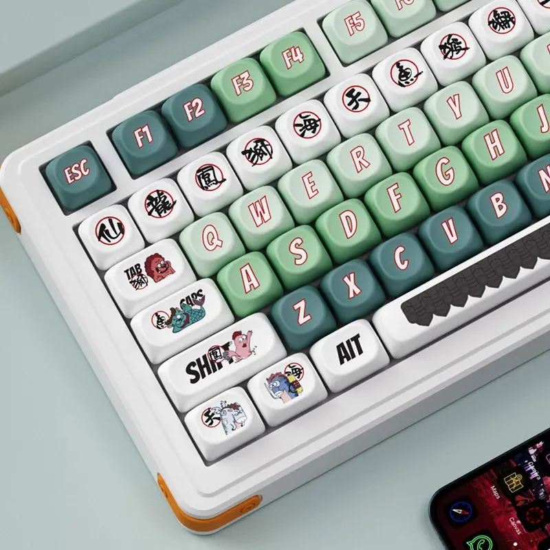 Tampão De Teclado Mecânico, Perfil De Figuras De Telhado, OQO PBT, Dye-Sub, 127 Teclas Para Interruptor Cherry MX, Layout DIY