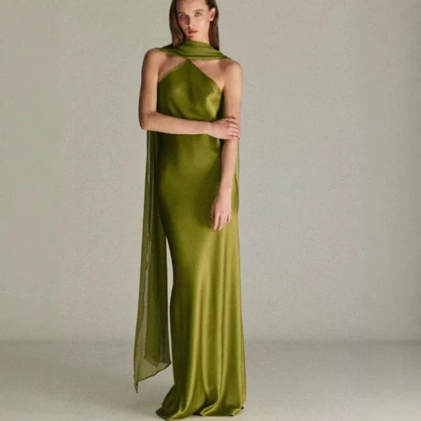 Satin Halter Sleeveless Backless Bodycon Long Dress Dresses Jumpsuit Playsuit Evening Gown