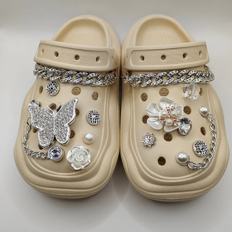 

Silver Butterfly Flower Shoe Charm DIY Shoe Decorations Button Accessories for Bogg Bag Slides Sandals Clogs Kids Gifts