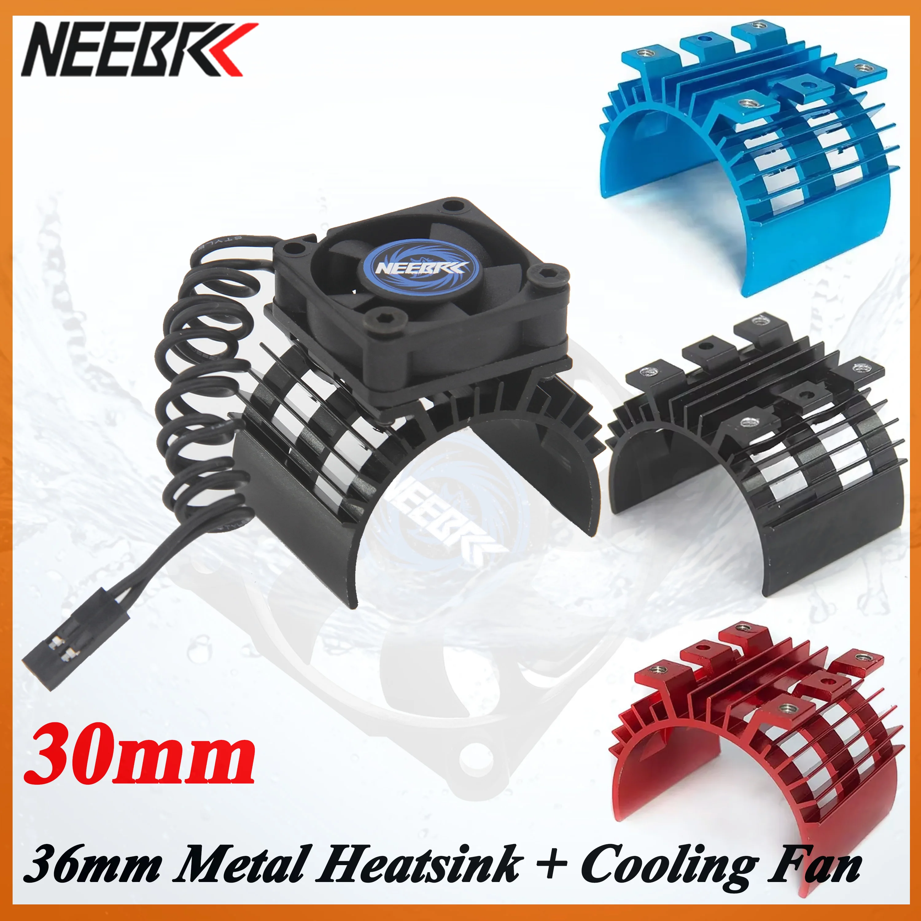 

NEEBRC 30mm Cooling Fan JST Plug 5V-12V DC 25000 RPM High Wind with Metal Heatsink for RC Cars 36mm 540 550 Brushless Motor ESC