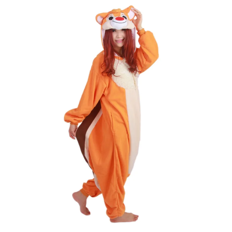 Disney Chip \'n\' Dale Cosplay Costume Anime Adult Animal Chipmunk Onesie Kigurumi Brown Squirrel Pajamas Halloween Christmas Gift