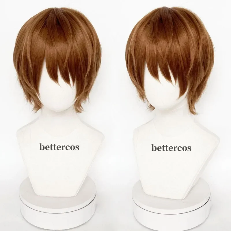 Anime Yagami Light Cosplay Wig Short Brown Heat Resistant Hair Wigs Wig Cap Cosplay Wigs