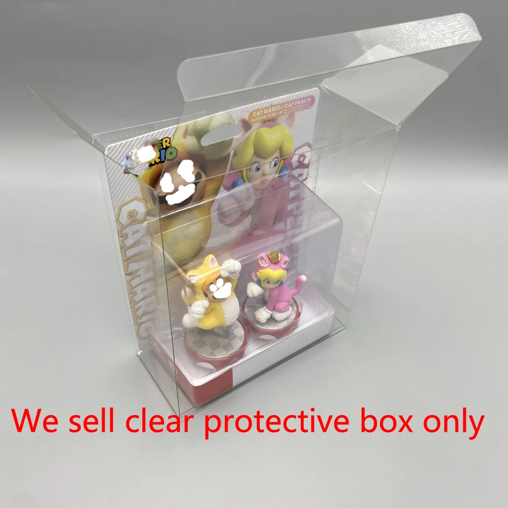Caja protectora de mascotas para amiibo cat ma-rio cat peach set, caja de exhibición transparente especial, caja de almacenamiento, caja de colección