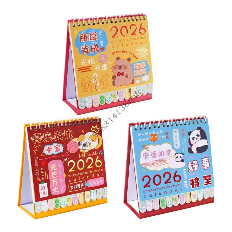 

Настольный календарь 594F, мини-настольный календарь-планировщик на 2026 год с двойной катушкой, календарь с переплетом,