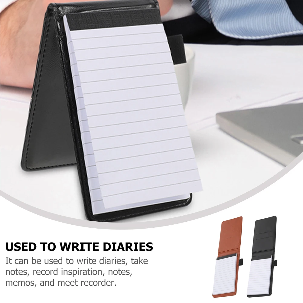

2pcs Mini Notebook Pocket Notepad Business Journal Black Brown Portable Daily Planner Student Schedule Soft Cover