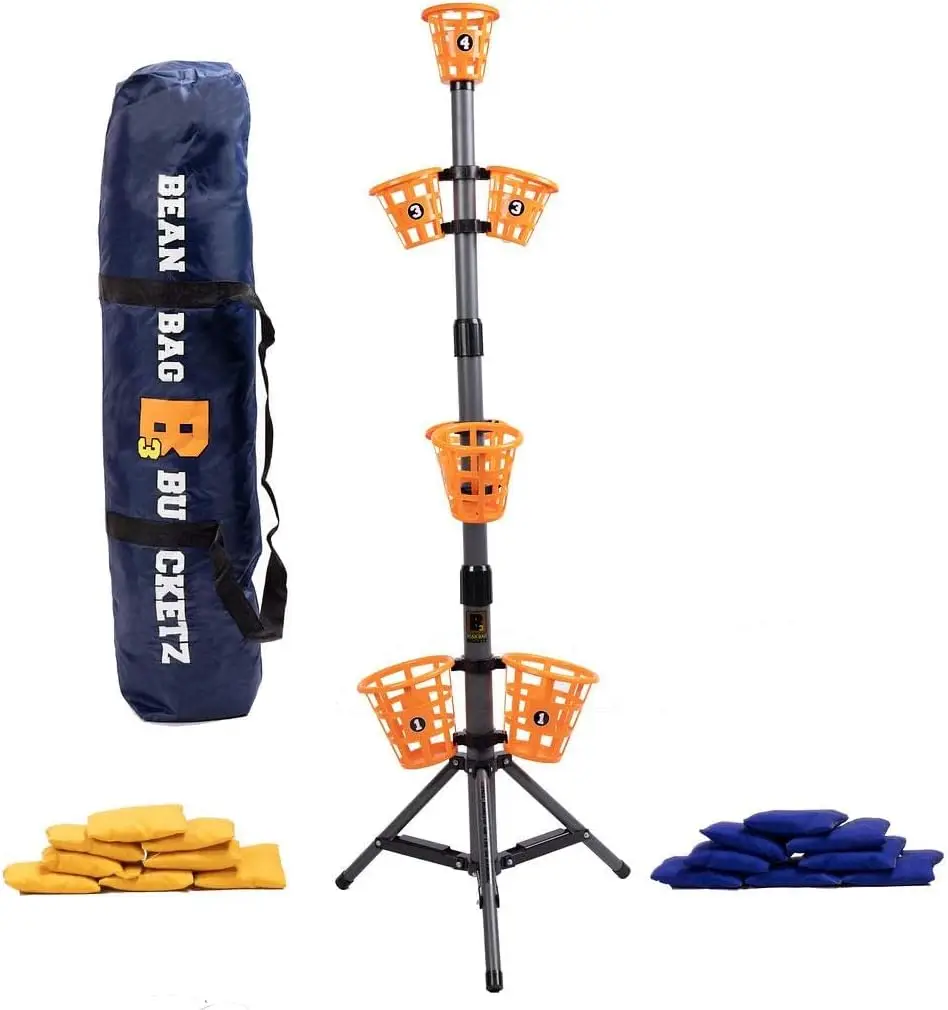 

Набор для игры в бросание мешочков с наполнителем на открытом воздухе - гигантский 5-футовый (1,5 м) для кемпинга, пляжа, вечеринок на открытом воздухе в желтом/синем/оранжевом/сером цвете